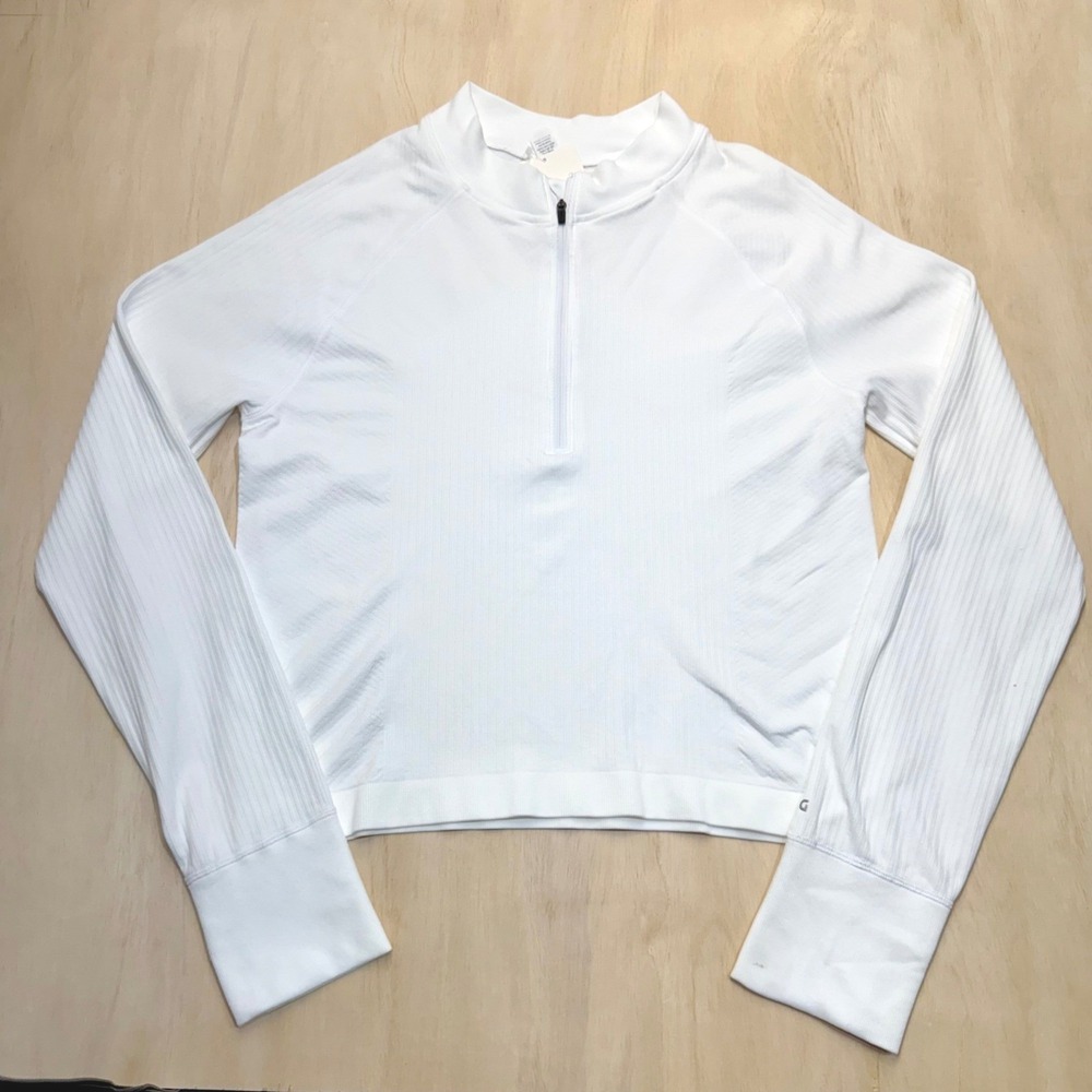 NEW DSG Momentum Seamless 1/4 Zip Pure White Athletic Ribbed Pullover XXL